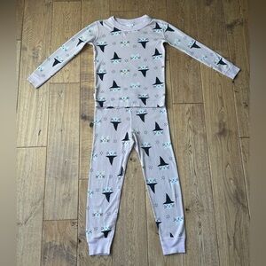 Hanna Andersson Organic Cotton Pink Halloween Cats 2-Piece Pajama Set size 5